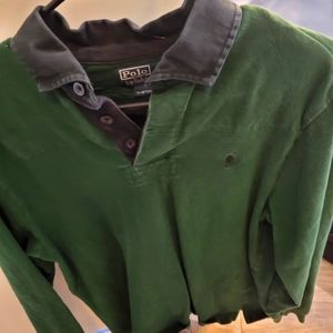 Long sleeve Green Polo Shirt Size M